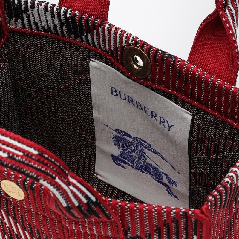 MINI KNITTED TOTE BAG WITH CHECK PATTERN