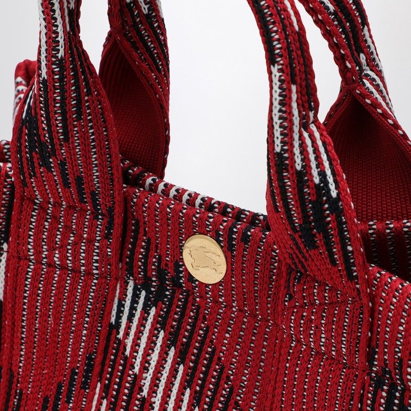 MINI KNITTED TOTE BAG WITH CHECK PATTERN