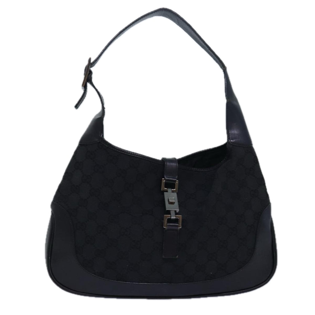 GUCCI GG Canvas Jackie Shoulder Bag Black 001 3306 80935