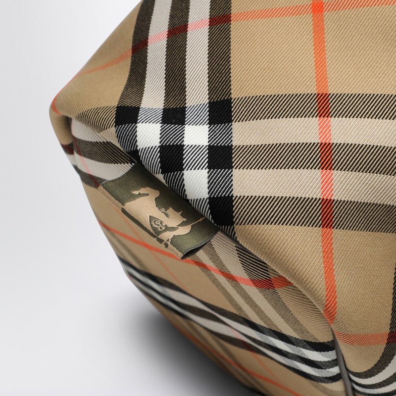 Burberry Medium Beige Bucket Bag With Check Pattern Women