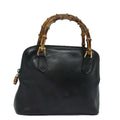 GUCCI Bamboo Hand Bag Leather Black 80943