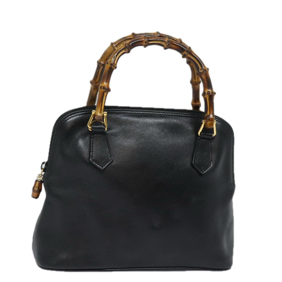 GUCCI Bamboo Hand Bag Leather Black 80943