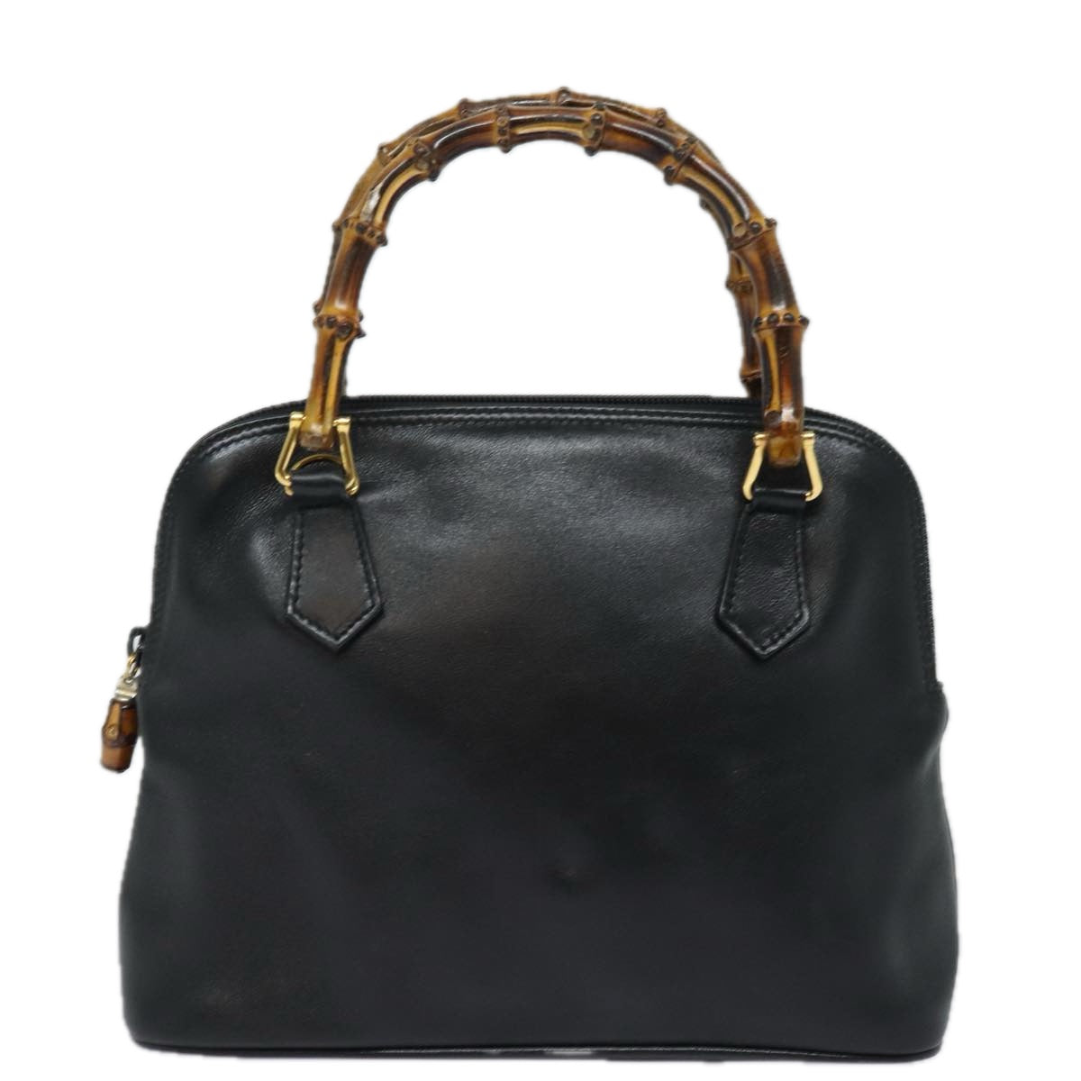 GUCCI Bamboo Hand Bag Leather Black 80943