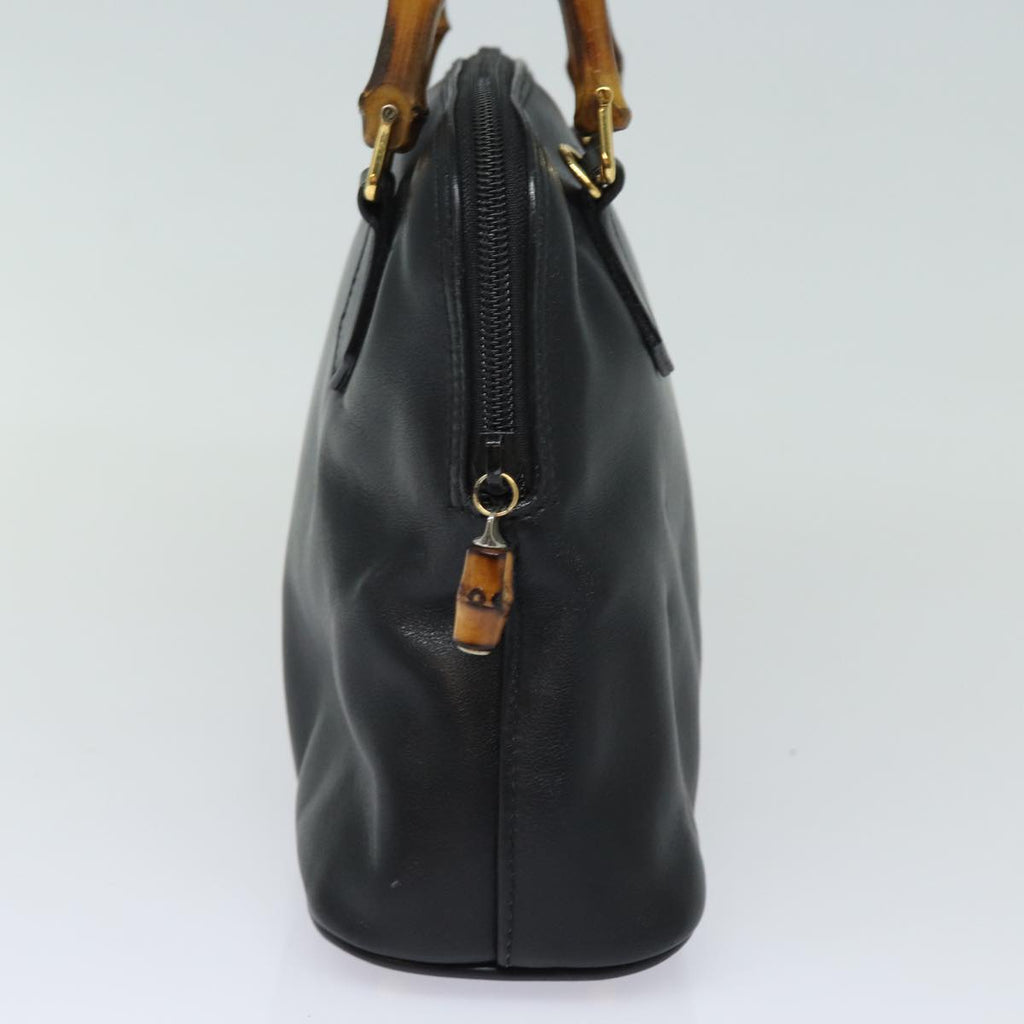 GUCCI Bamboo Hand Bag Leather Black 80943