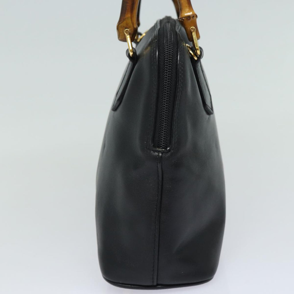 GUCCI Bamboo Hand Bag Leather Black 80943