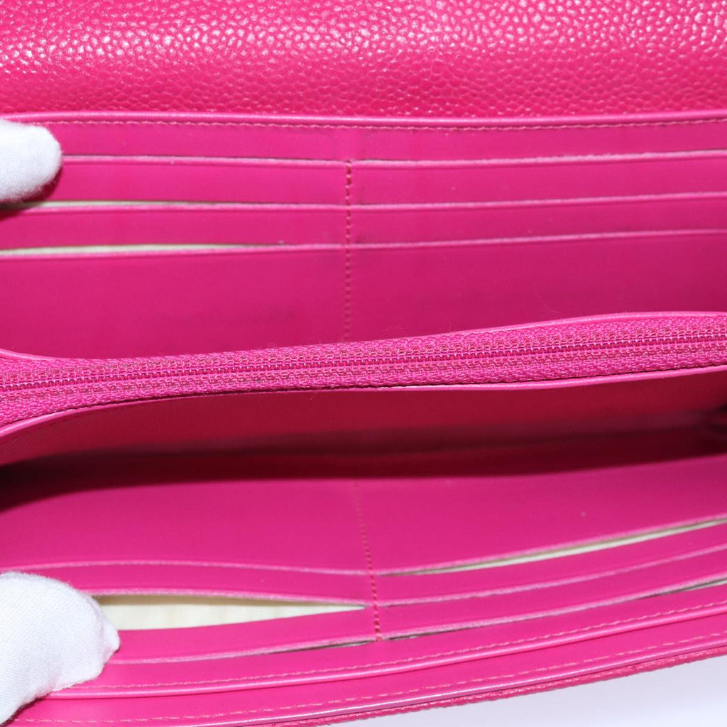 CHANEL Long Wallet Caviar Skin Pink CC 80946
