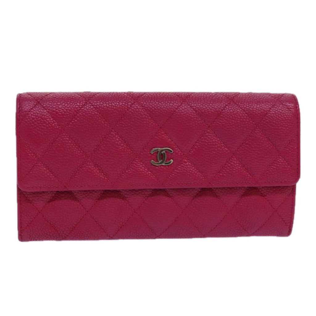 CHANEL Long Wallet Caviar Skin Pink CC 80946