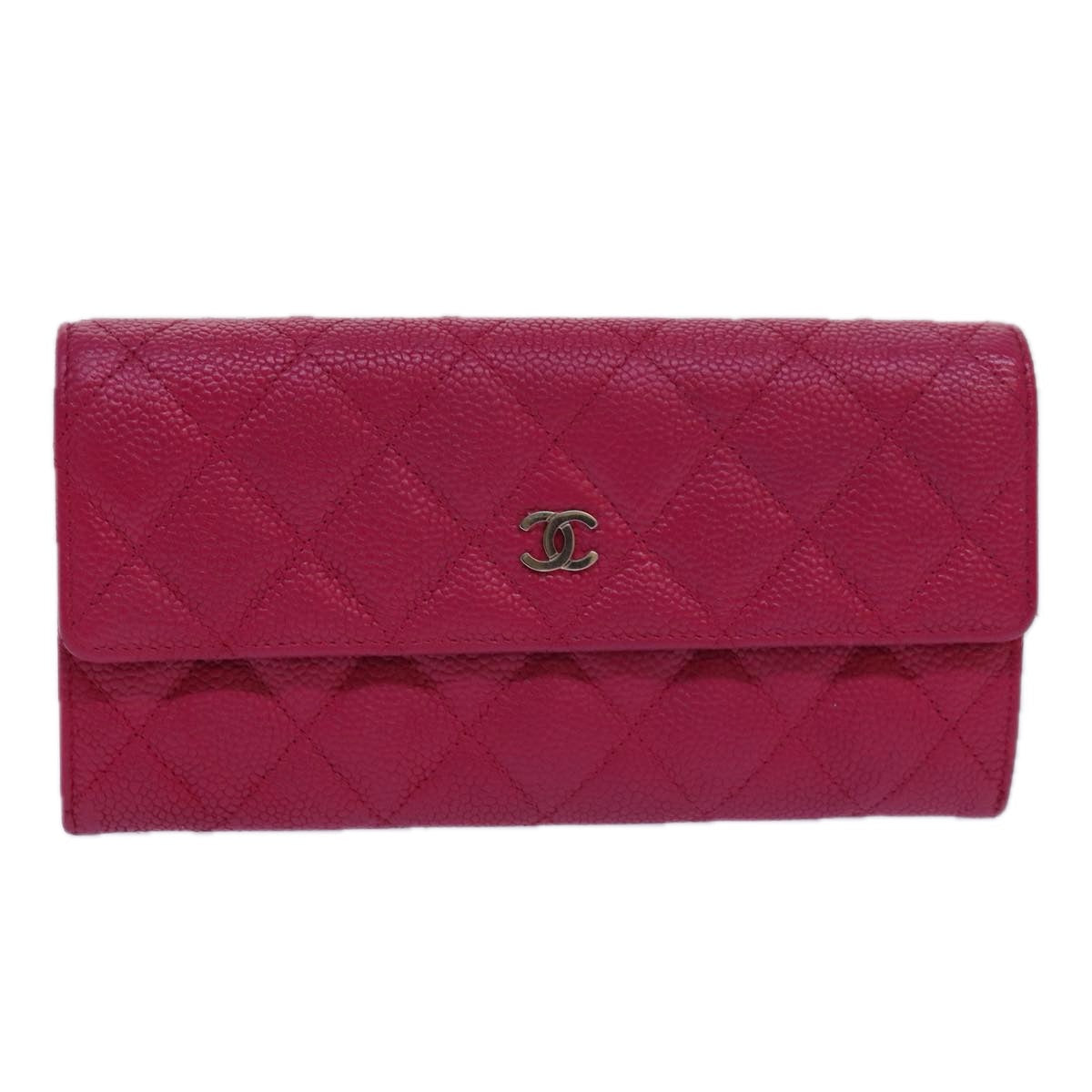 CHANEL Long Wallet Caviar Skin Pink CC 80946