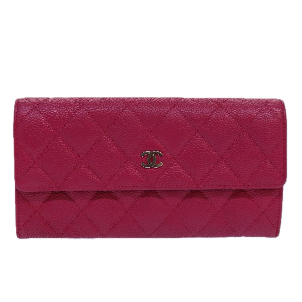 CHANEL Long Wallet Caviar Skin Pink CC 80946