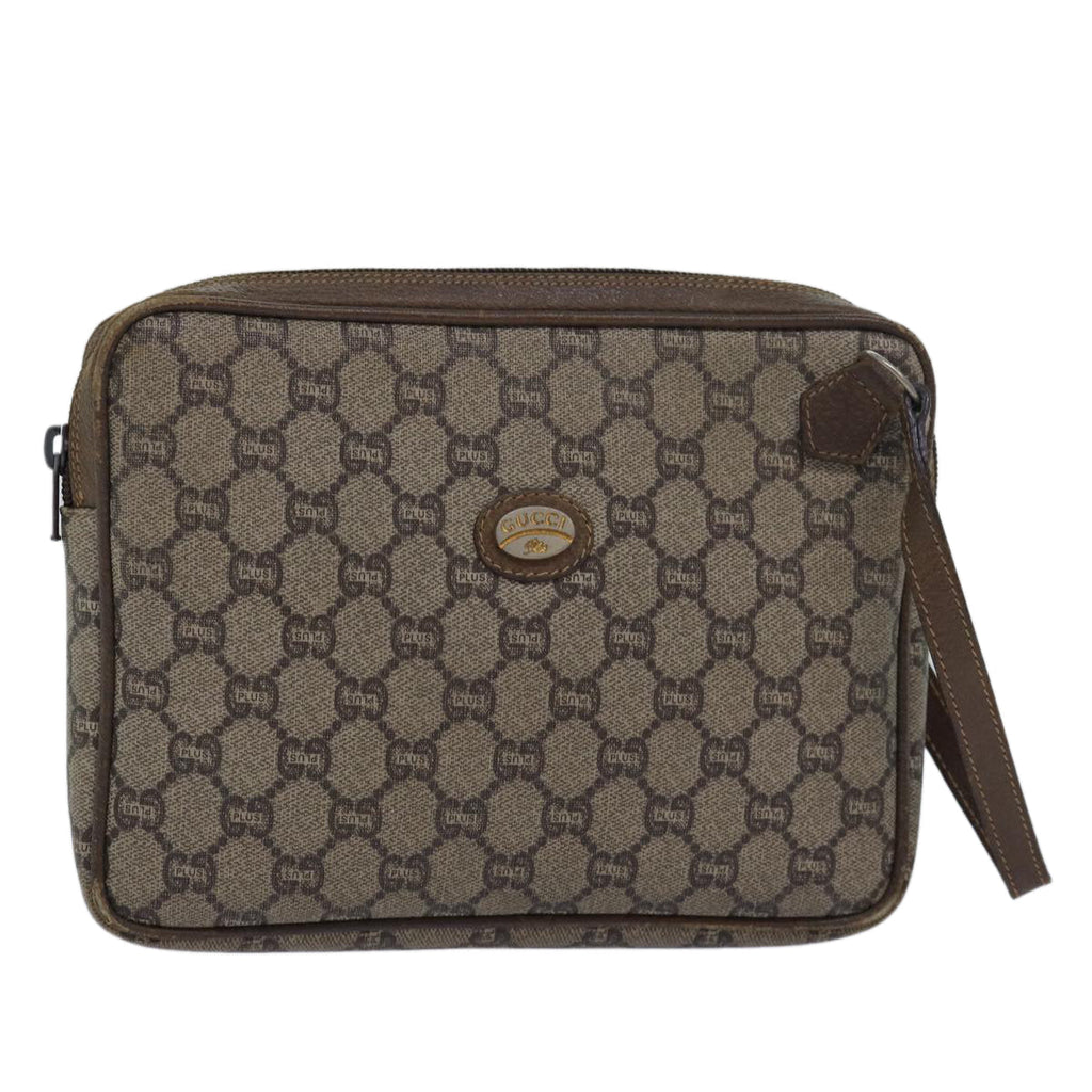 GUCCI GG Plus Supreme Clutch Bag PVC Beige 80949