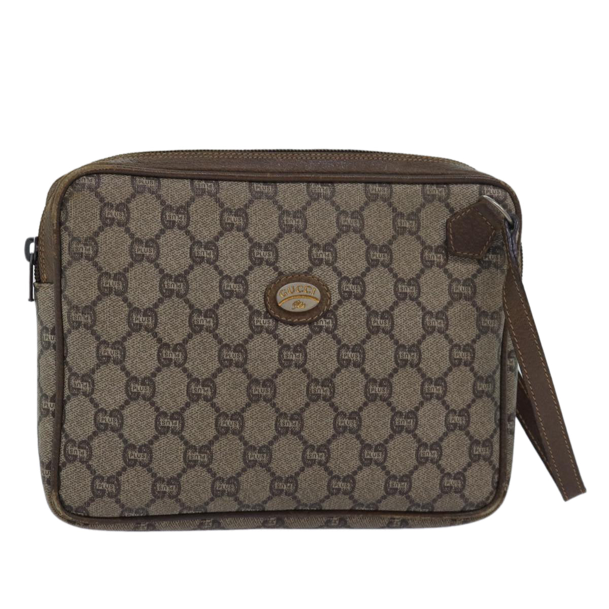 GUCCI GG Plus Supreme Clutch Bag PVC Beige 80949