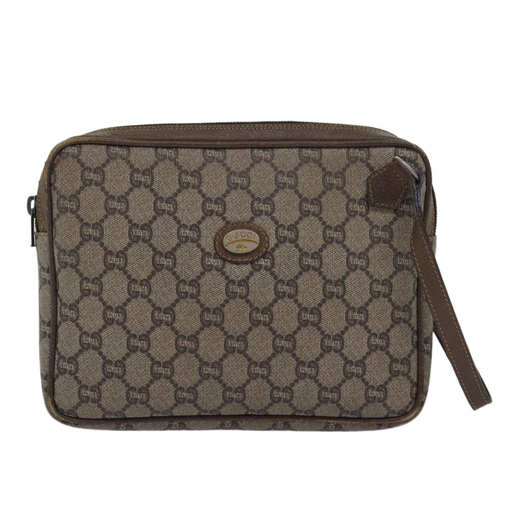 GUCCI GG Plus Supreme Clutch Bag PVC Beige 80949