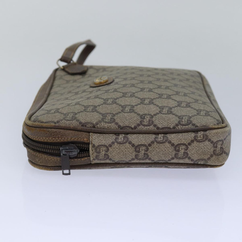 GUCCI GG Plus Supreme Clutch Bag PVC Beige 80949