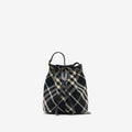 BLACK CHECK CLUTCH SHOULDER BAG WITH DRAWSTRING