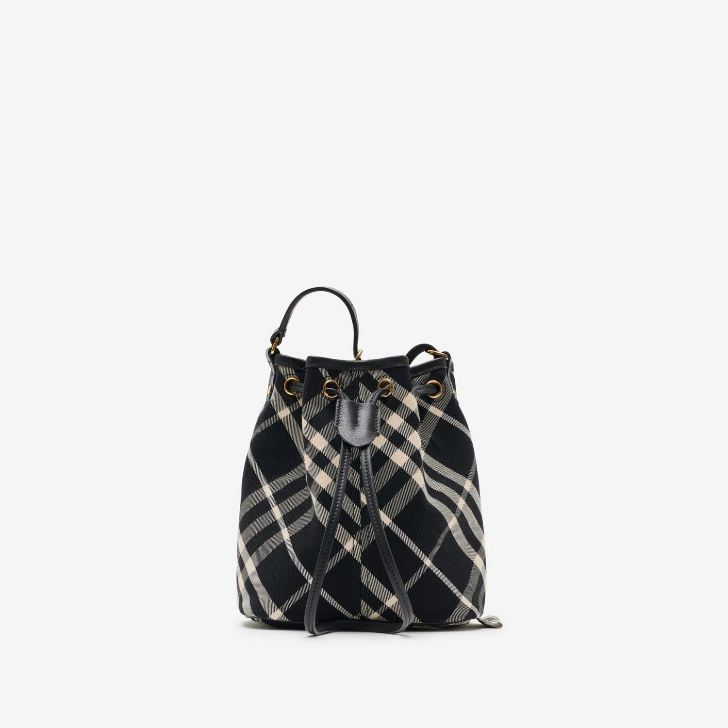 BLACK CHECK CLUTCH SHOULDER BAG WITH DRAWSTRING