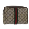 GUCCI GG Supreme Web Sherry Line Clutch Bag PVC Beige Red 89 01 012 80952