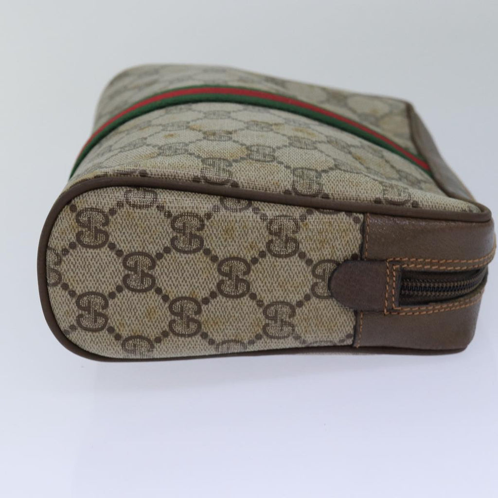 GUCCI GG Supreme Web Sherry Line Clutch Bag PVC Beige Red 89 01 012 80952