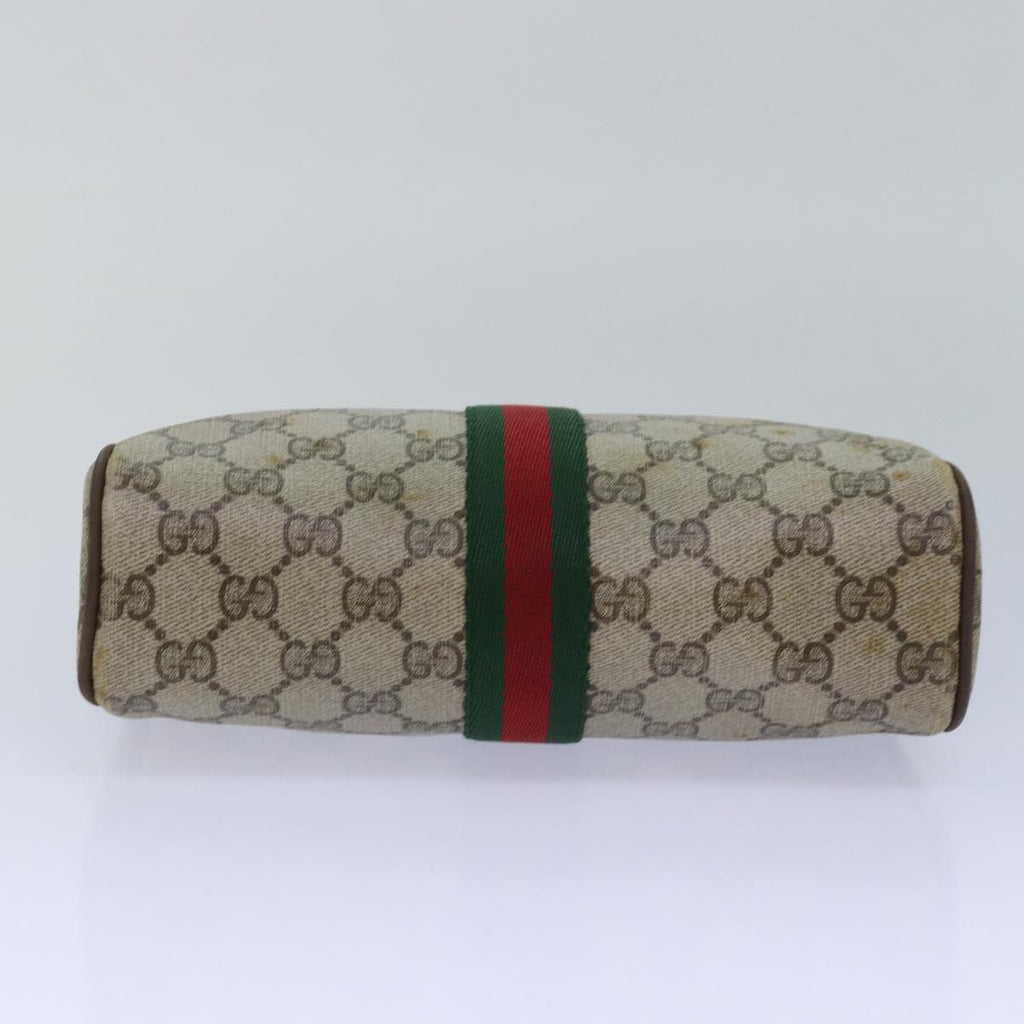 GUCCI GG Supreme Web Sherry Line Clutch Bag PVC Beige Red 89 01 012 80952