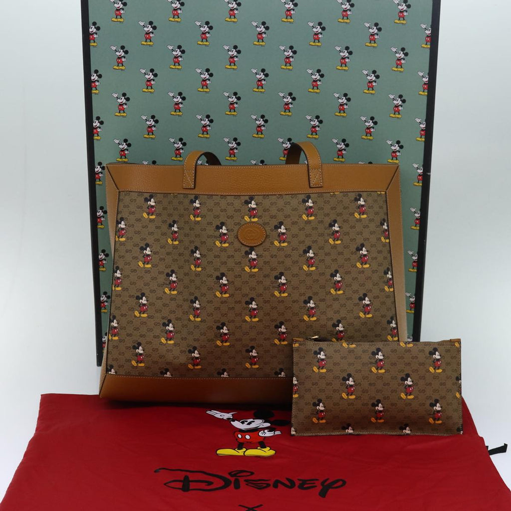 GUCCI Micro GG Disney Mickey Mouse Tote Bag PVC Leather Brown 547947 80986S