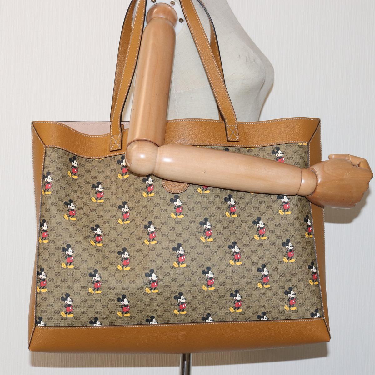 GUCCI Micro GG Disney Mickey Mouse Tote Bag PVC Leather Brown 547947 80986S