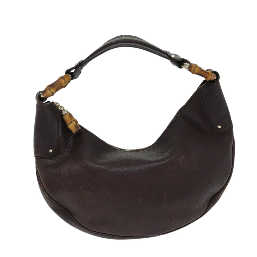 GUCCI Bamboo Shoulder Bag Leather Brown 137577 80997