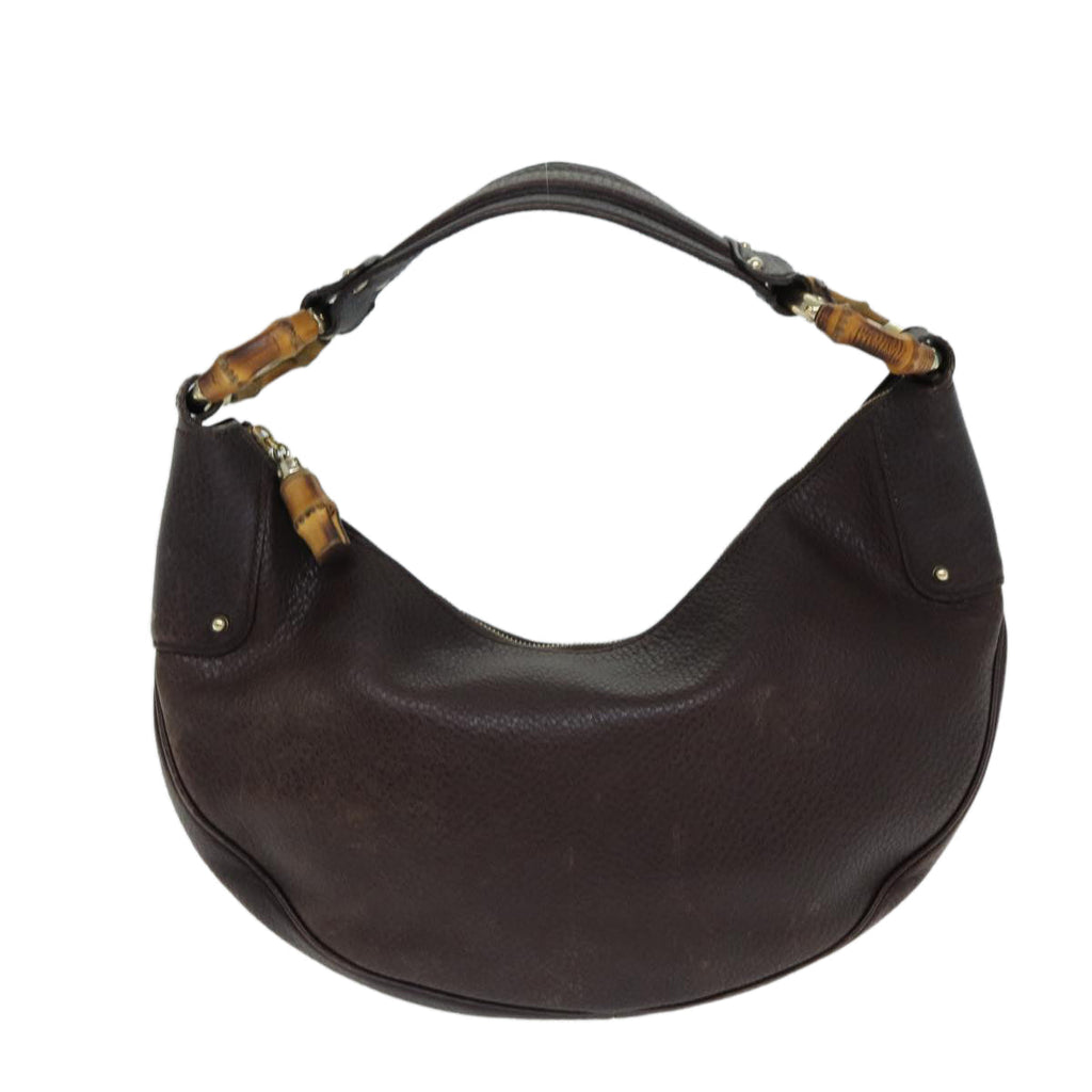GUCCI Bamboo Shoulder Bag Leather Brown 137577 80997