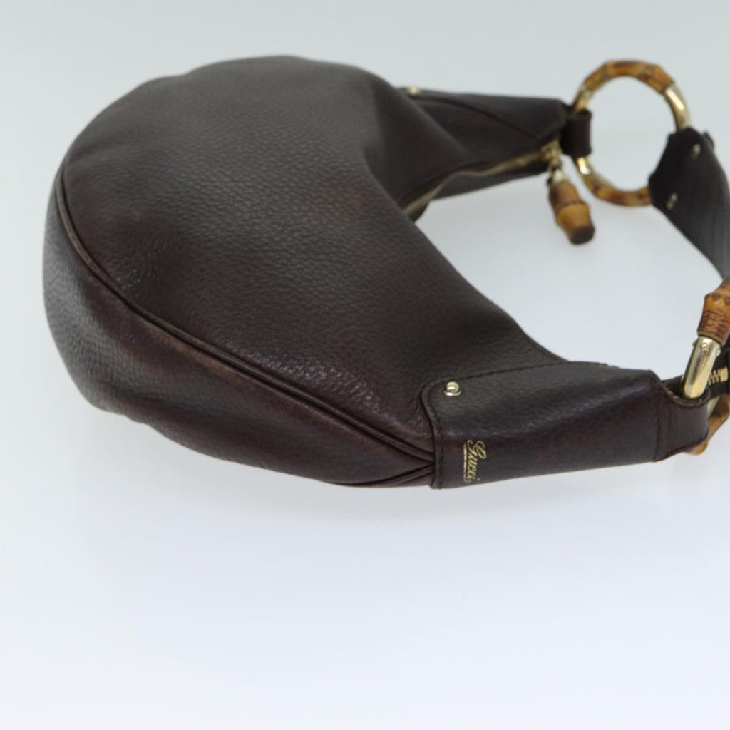 GUCCI Bamboo Shoulder Bag Leather Brown 137577 80997
