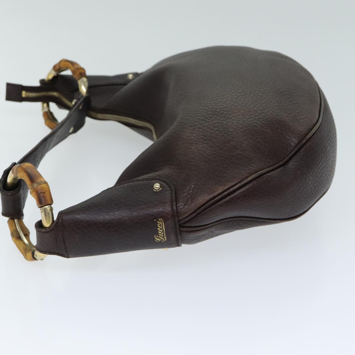 GUCCI Bamboo Shoulder Bag Leather Brown 137577 80997