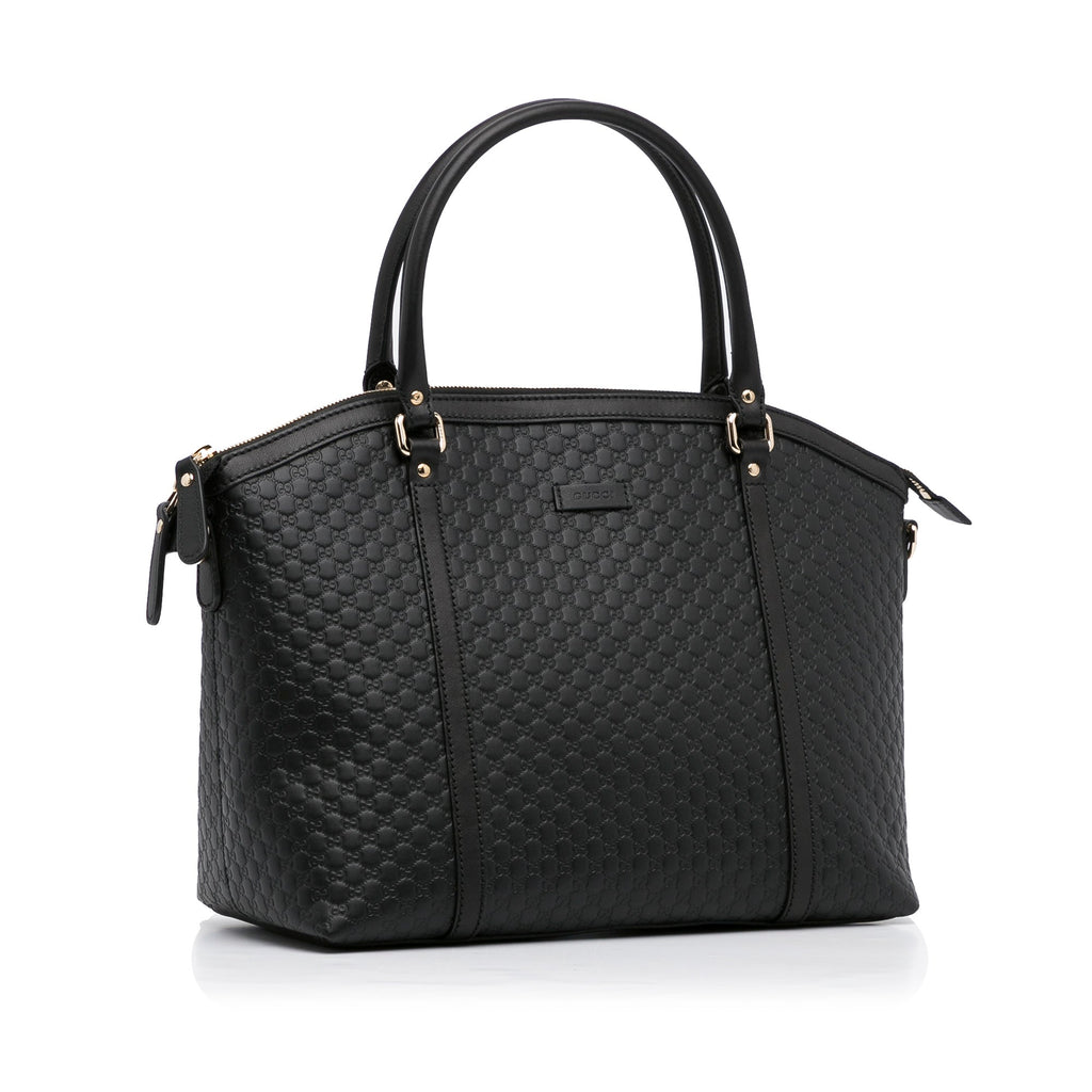 Gucci Dome Large Black Microguccisima Embossed Leather