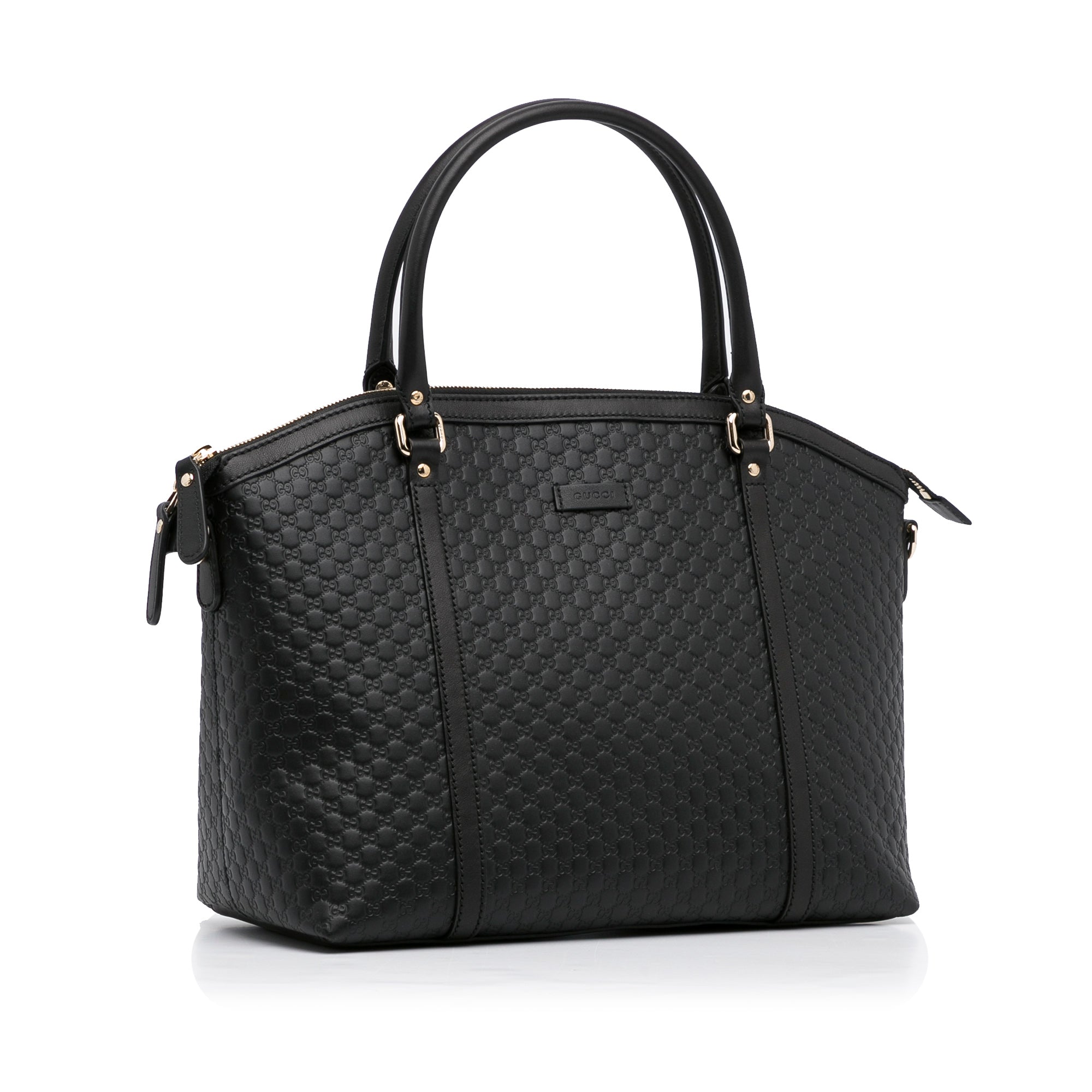 Gucci Dome Large Black Microguccisima Embossed Leather