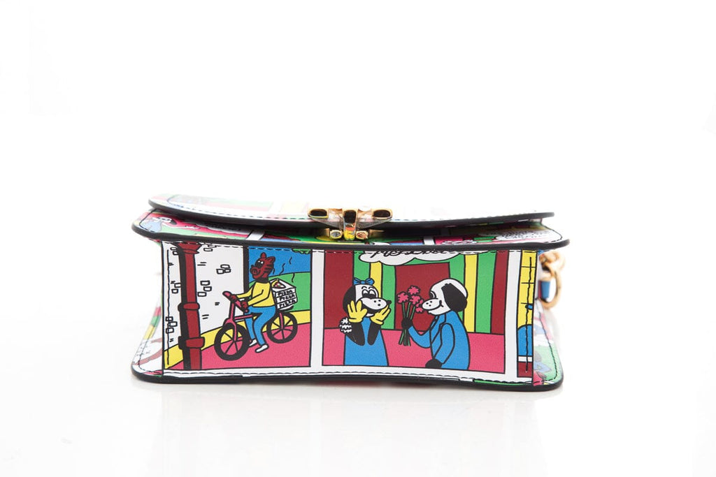Moschino Multicolor Cartoon Strip Print Leather Handbag