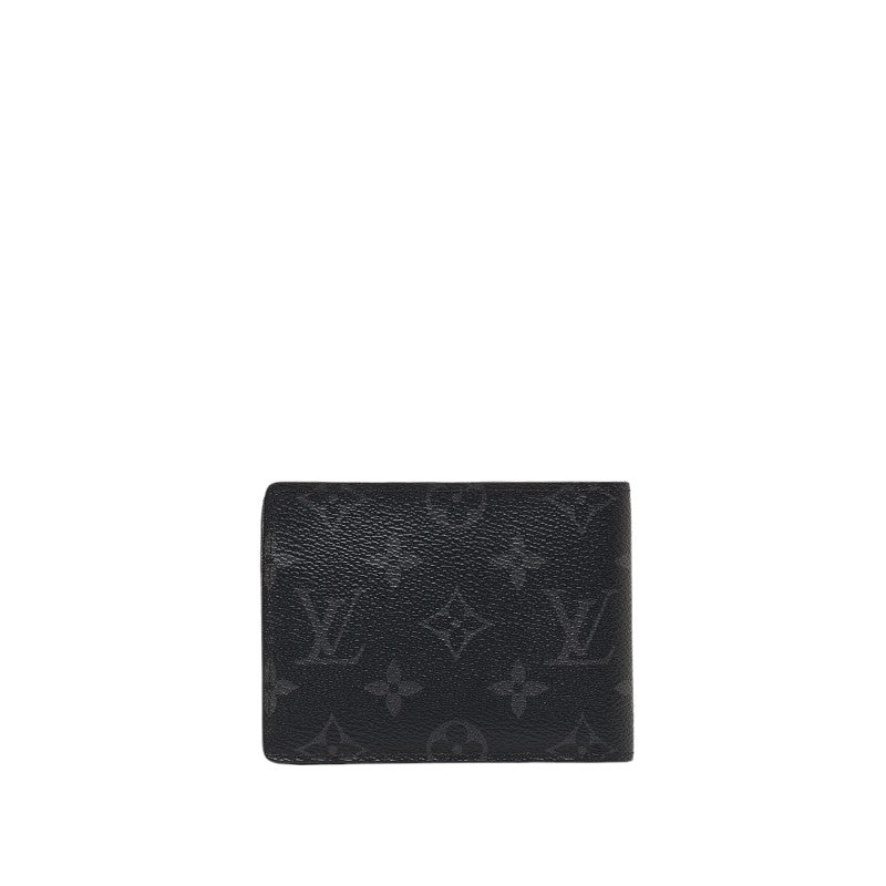 Louis Vuitton Monogram Portefolio Multiple Double Fold Wallet M61695 Black PVC Men LOUIS VUITTON