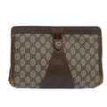 GUCCI GG Supreme Web Sherry Line Clutch Bag PVC Beige Red 89 01 033 81004