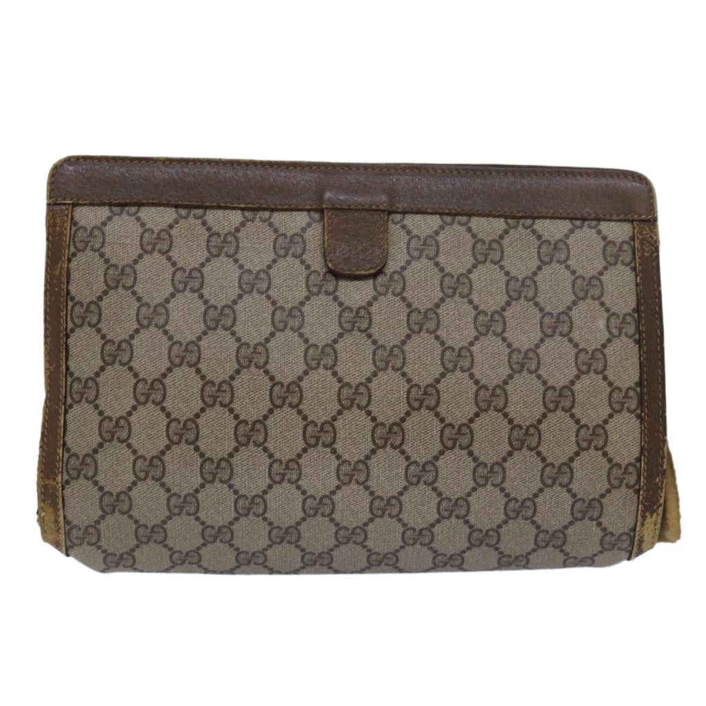 GUCCI GG Supreme Web Sherry Line Clutch Bag PVC Beige Red 89 01 033 81004
