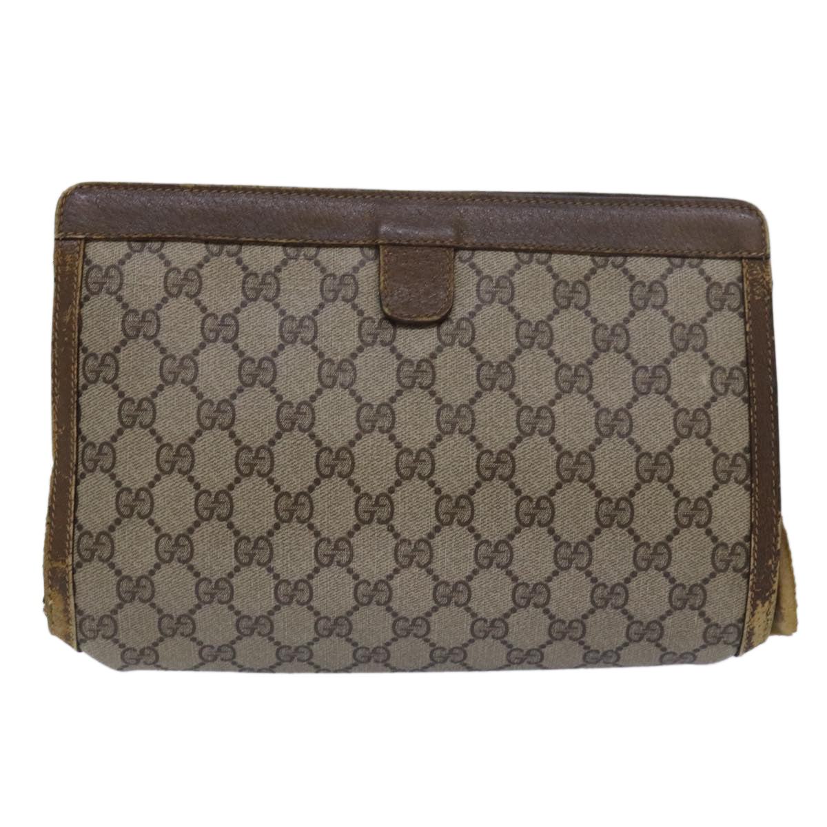 GUCCI GG Supreme Web Sherry Line Clutch Bag PVC Beige Red 89 01 033 81004