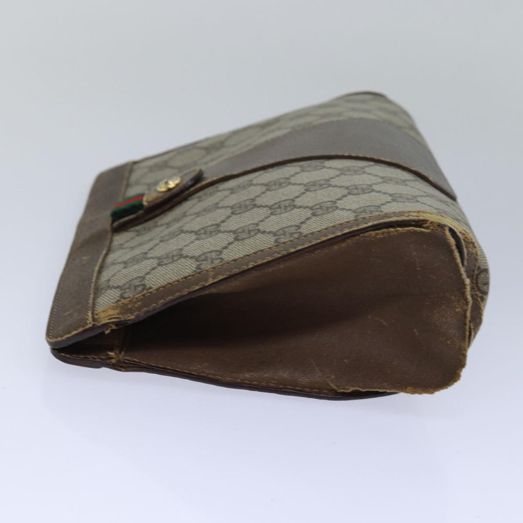 GUCCI GG Supreme Web Sherry Line Clutch Bag PVC Beige Red 89 01 033 81004
