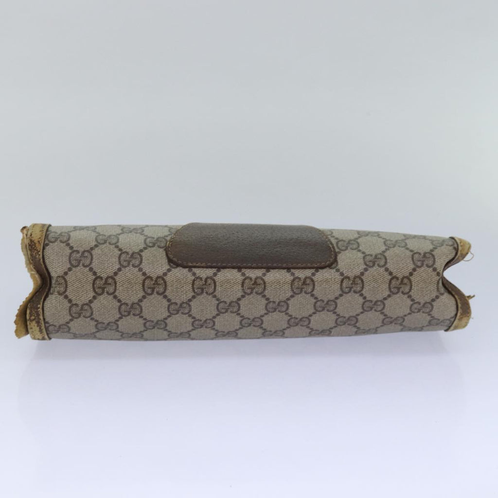 GUCCI GG Supreme Web Sherry Line Clutch Bag PVC Beige Red 89 01 033 81004