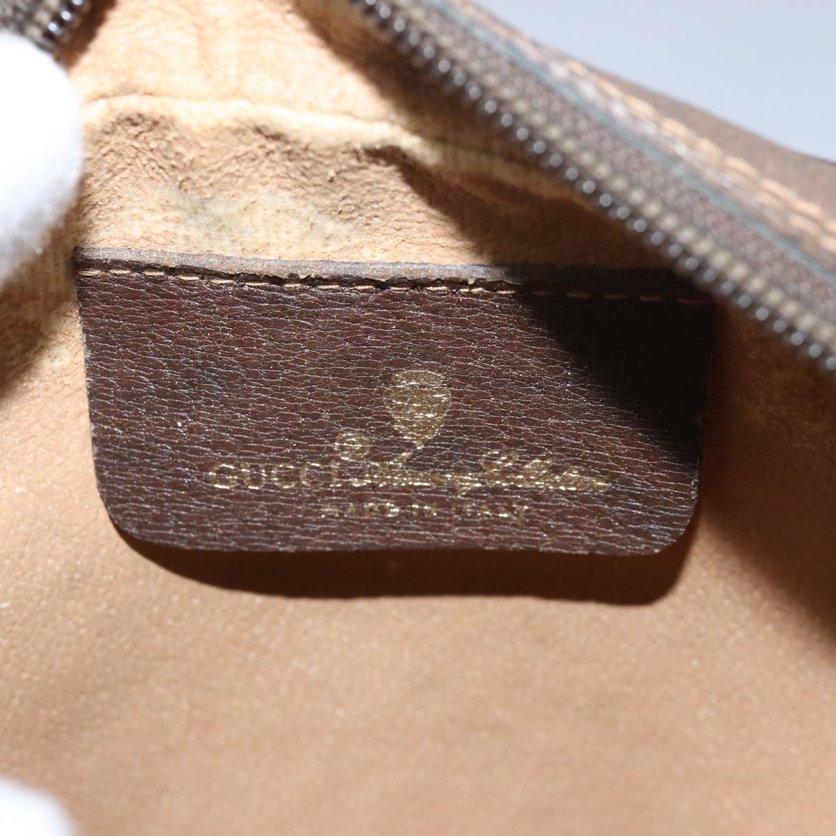 GUCCI GG Supreme Web Sherry Line Shoulder Bag PVC Beige 156 02 066 81008