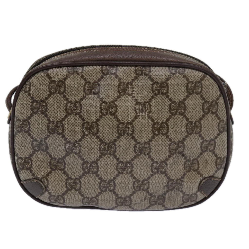 GUCCI GG Supreme Web Sherry Line Shoulder Bag PVC Beige 156 02 066 81008
