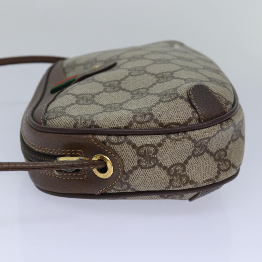 GUCCI GG Supreme Web Sherry Line Shoulder Bag PVC Beige 156 02 066 81008
