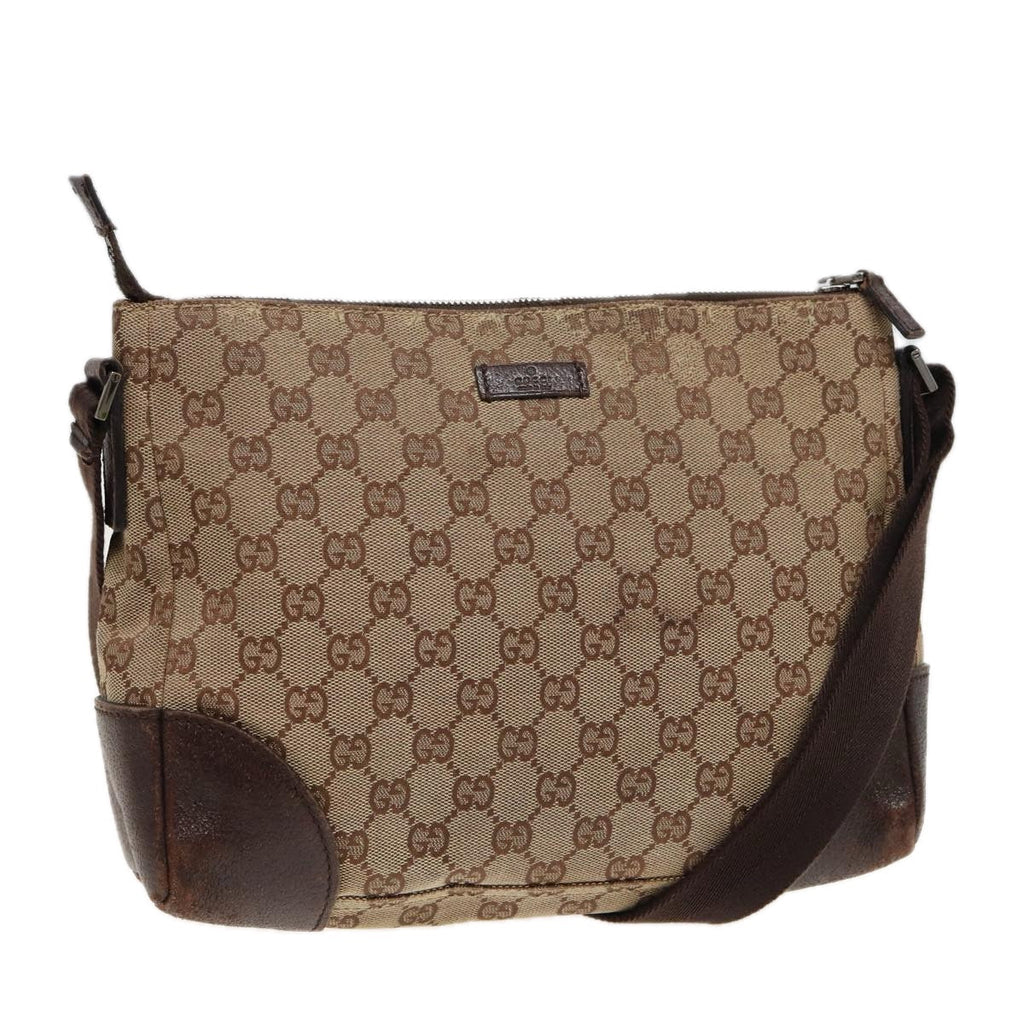 GUCCI GG Canvas Shoulder Bag Beige 114273 81012