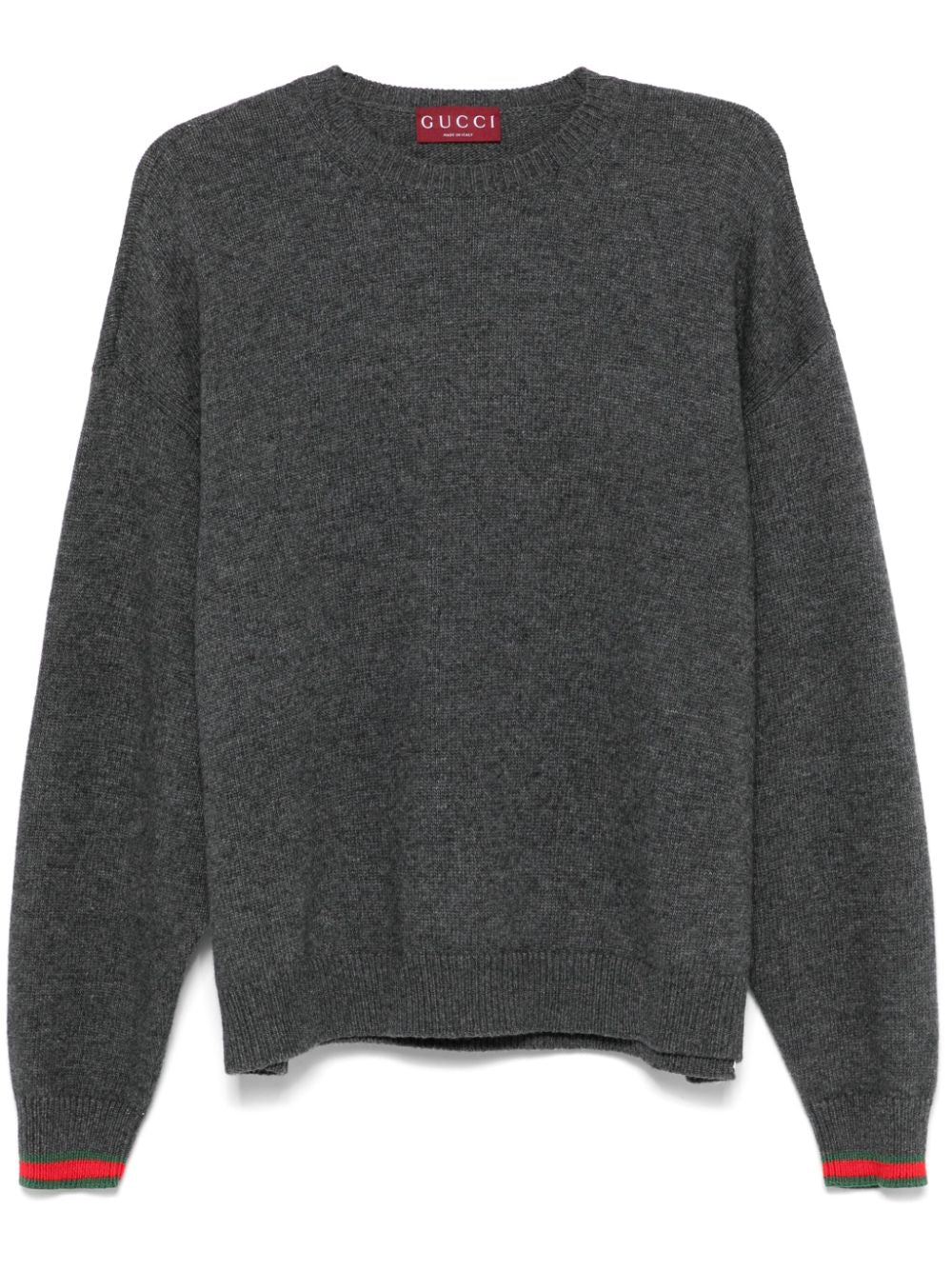 GUCCI Signature Web-Stripe Crew Neck Wool-Cashmere Blend Sweater