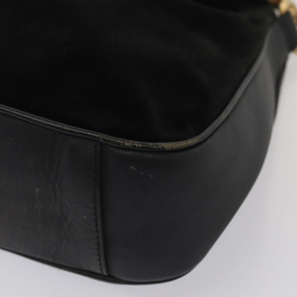 GUCCI Bamboo Hand Bag Suede 2way Black 81045