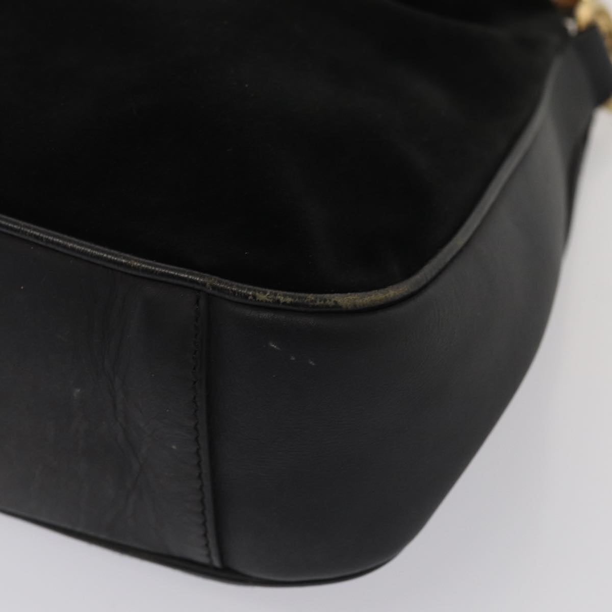 GUCCI Bamboo Hand Bag Suede 2way Black 81045