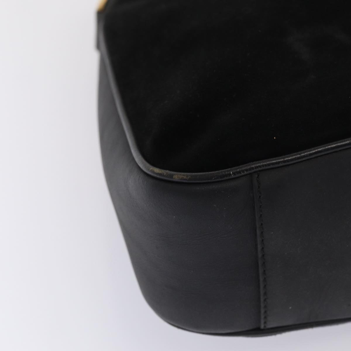 GUCCI Bamboo Hand Bag Suede 2way Black 81045