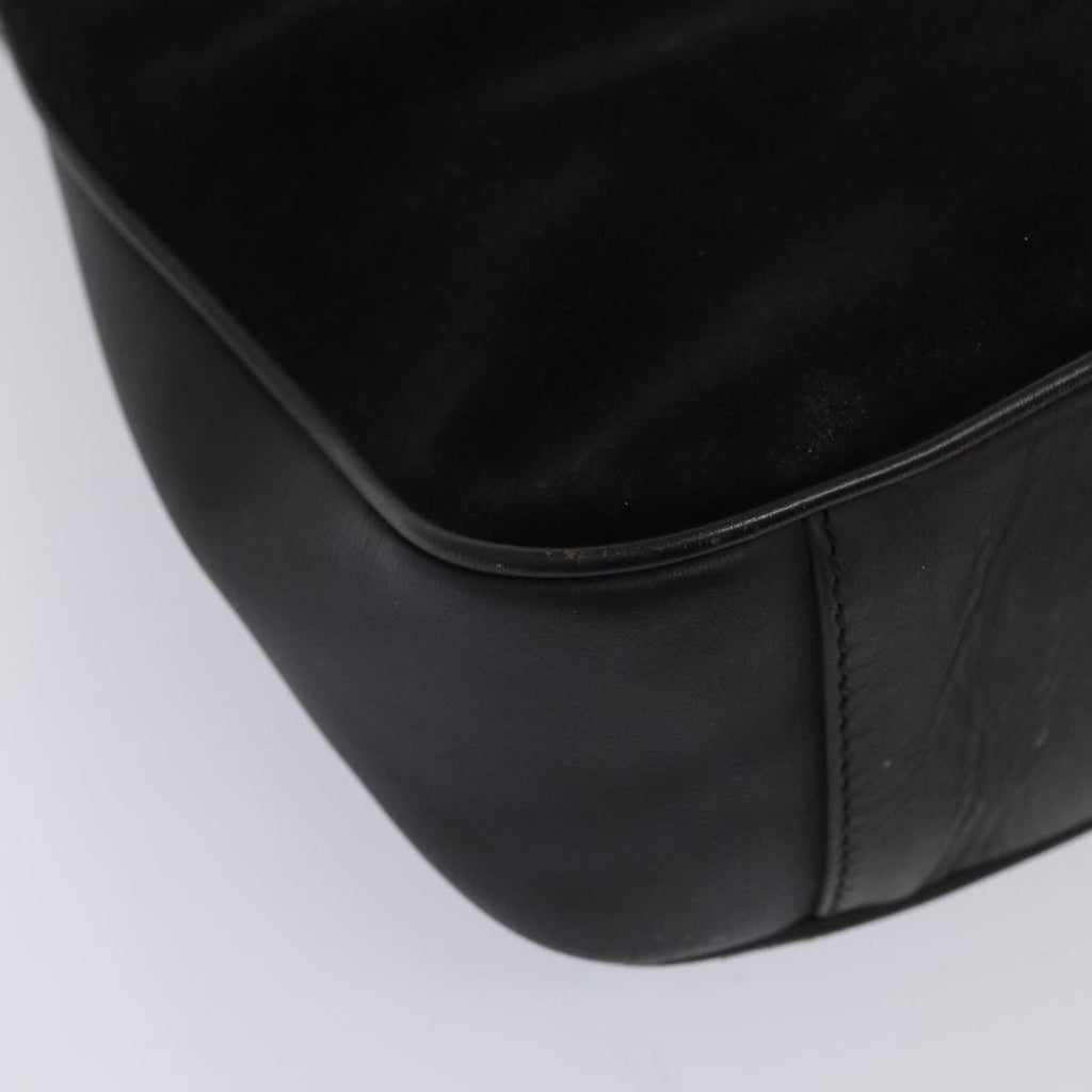 GUCCI Bamboo Hand Bag Suede 2way Black 81045