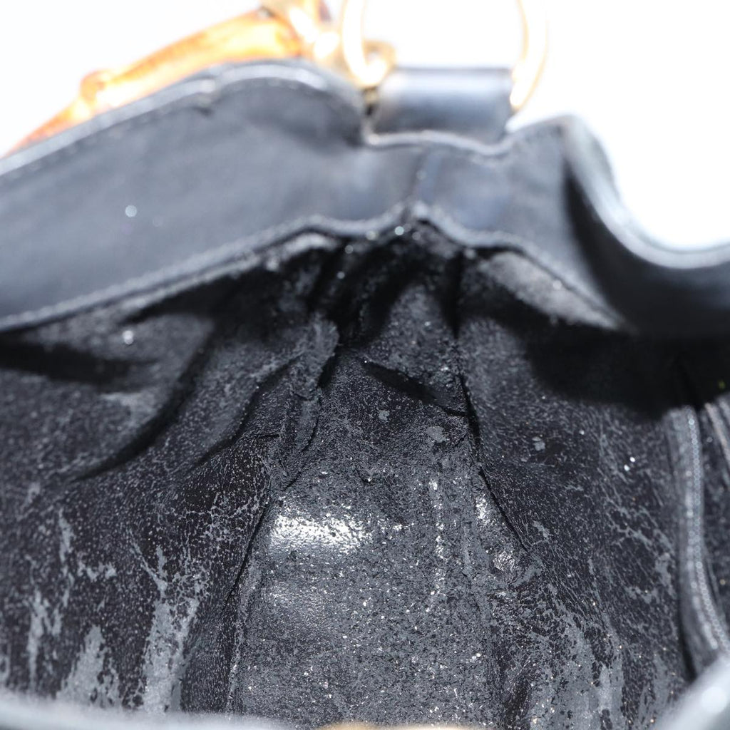 GUCCI Bamboo Hand Bag Suede 2way Black 81045