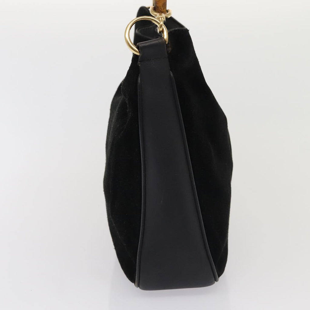 GUCCI Bamboo Hand Bag Suede 2way Black 81045