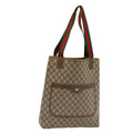 GUCCI GG Supreme Web Sherry Line Tote Bag PVC Leather Beige Red Green 81047