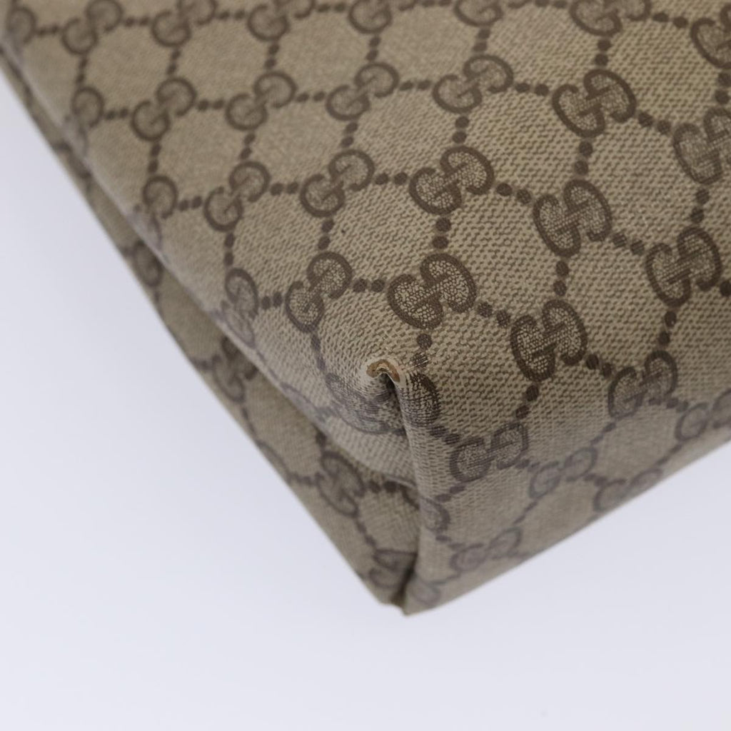 GUCCI GG Supreme Web Sherry Line Tote Bag PVC Leather Beige Red Green 81047